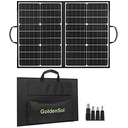 GoldenSol 60W 태양광 패널, 폴더블 태양광충전기 USB 포트/ Kickstands, 단결정 휴대용 태양광 패널 태양광 발전기 캠핑 RV