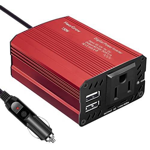 150W 자동차 파워 인버터 DC 12V to 110V AC 자동차 컨버터, 변환기 3.1A 듀얼 USB 자동차 Adapter-Red