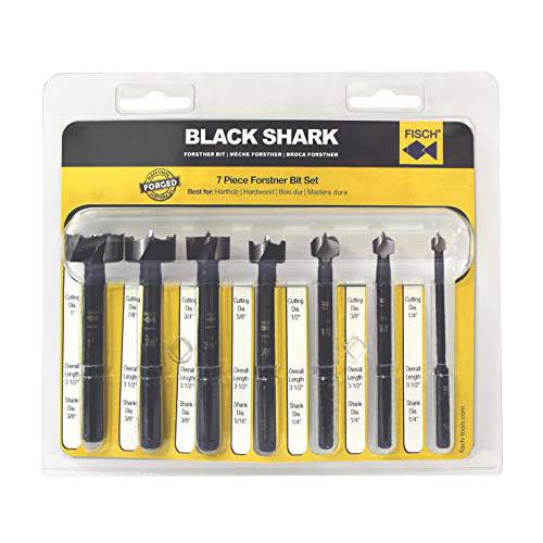 Fisch 7 pc Imperial 블랙 Shark Forstner 비트 세트 In 블리스터 팩 | FSA-367192
