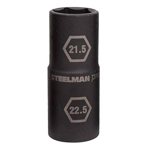 Steelman 프로 1/ 2-Inch 드라이브 6-Point Thin 벽면 21.5mm x 22.5mm 더블 Ended 충격 플립 소켓, 듀러블 Corrosion-Resistant 스틸, Laser-Etched 콜아웃