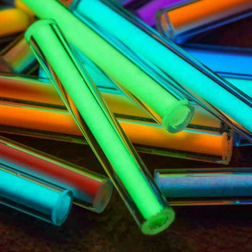 글래스 Luminous 튜브, 희귀한 Earth Luminous 스틱, 글로우 바 야광 Tril 바이알 대용, DIY EDC 악세사리 장식 (1.5×6mm, 2pcs, 그린)