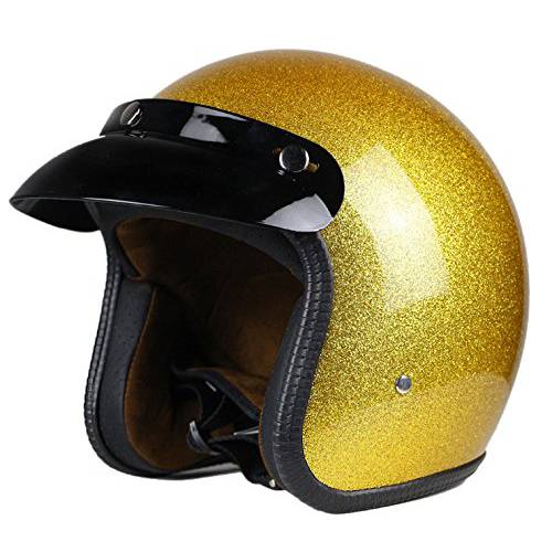 Woljay 3/ 4 오픈 페이스 헬멧, 오토바이 헬멧 플랫 Yellow (L)