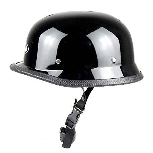 Woljay  독일 플랫 블랙 오토바이 해골 캡 하프 헬멧 크루저 (광택 블랙)