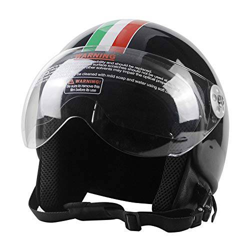 Woljay 오토바이 빈티지 하프 헬멧 오토바이 바이커 크루저 스쿠터 투어링 헬멧 (블랙, XL)