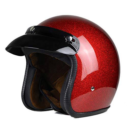Woljay 3/ 4 오픈 페이스 헬멧, 오토바이 헬멧 플랫 레드 (M)