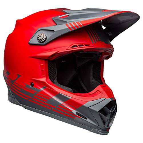 벨 Moto-9 플렉스 먼지 헬멧 (Louver 매트 그레이/ 레드 - 라지)
