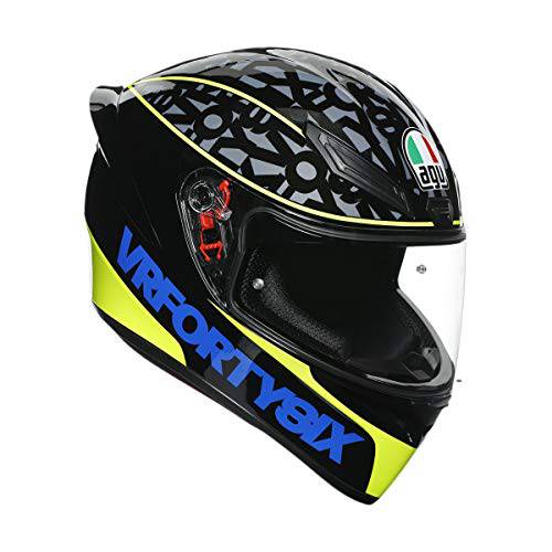 AGV Unisex-Adult 풀 페이스 헬멧 (블랙/ 블루/ Yellow, MD/ LG)
