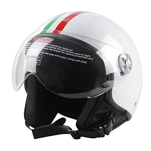 Woljay 오토바이 빈티지 하프 헬멧 오토바이 바이커 크루저 스쿠터 투어링 헬멧 (화이트, XL)