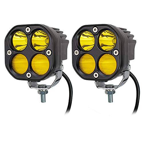 LED 콤보 Yellow 팟 라이트 운전 포그라이트, 안개등 2Pcs 3Inch 40W 방수 오프로드 드라이빙라이트 Work 예비 라이트 범퍼 라이트 호환 랭글러 4X4 오토 자동차 트럭 ATV UTV 보트 오토바이