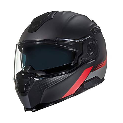 넥스 X.Vilitur Latitude 매트 블랙 레드 모듈식 풀 페이스 오토바이 헬멧