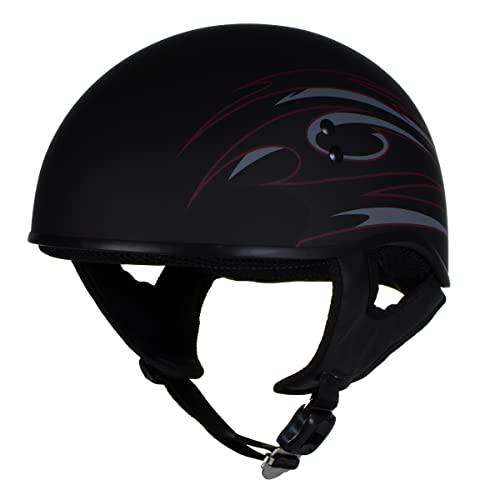 핫 Leathers T68 ’전통문양 블랙’ Advanced 도트 오토바이 해골 캡 헬멧 - X-Large