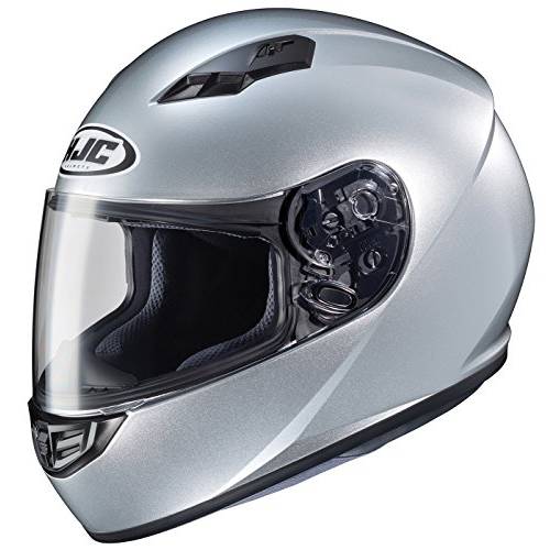 HJC 헬멧 CS-R3 Unisex-Adult 풀 페이스 메탈릭,메탈 오토바이 헬멧 (CR 실버, 라지)