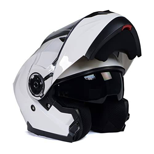 밀워키 헬멧 MPH9816DOT ’브리즈’ 화이트 Advanced 오토바이 모듈식 헬멧 드롭 다운 썬바이저 - X-Large
