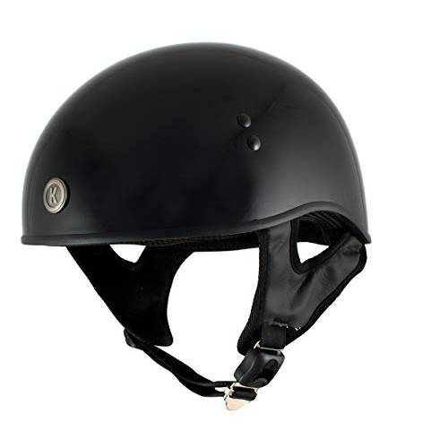 Klutch K-6 ’Laid 로우’ 광택 블랙 하프 페이스 오토바이 해골 헬멧 - 라지