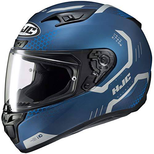 HJC 헬멧 Unisex-Adult 풀 페이스 i10 헬멧 (블루/ 실버, LG)