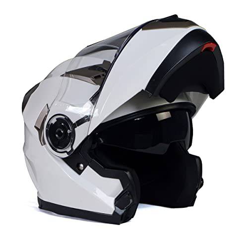 밀워키 헬멧 MPH9807DOT ’Ionized’ 광택 화이트 Advanced 오토바이 모듈식 헬멧 드롭 다운 썬바이저 - 미디엄