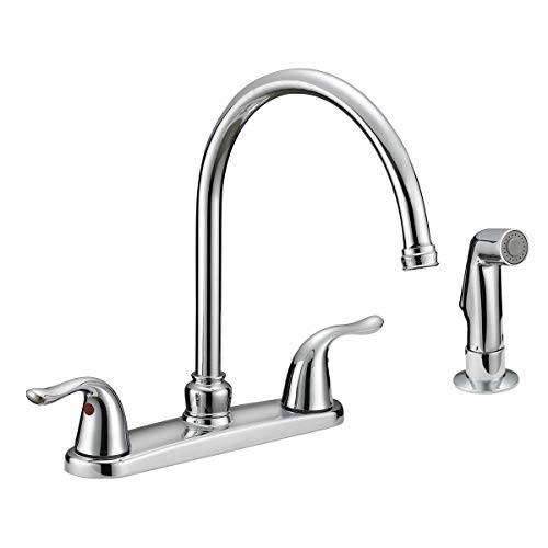 EZ-FLO 10201 2-Handle 부엌, 주방 Faucet with Pull-Out 사이드 Sprayer, Chrome, 4-Hole Installation