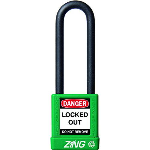 ZING 7050 RecycLock 세이프티,안전 맹꽁이자물쇠,통자물쇠,자물쇠, 키,열쇠 여러, 3 걸쇠, 1-3/ 4 바디, 그린