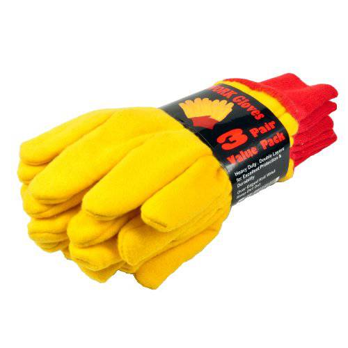 G& F Products 5414-3 Heavyweight Yellow Chore Winter Work Gloves, 이중 Layers, Large, 3 쌍,세트 Pack
