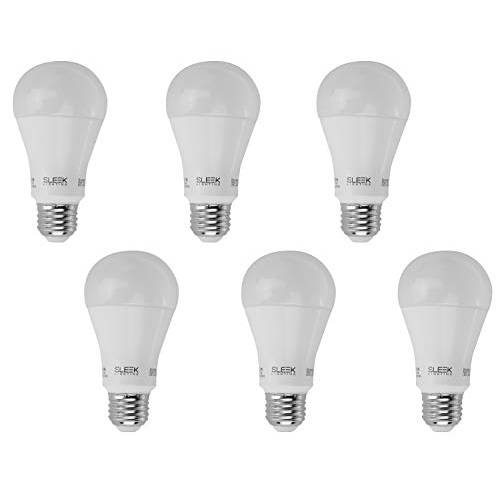 Sleek라이트닝 5.5W A19 디머블, 밝기 조절 가능 LED Lightbulb (6 팩, 마스크, 마스크팩) - General-Purpose 가정용 라이트닝 전구 -Warm 화이트 (3000k) - 450lm, HL Chip, 240 Degree, E26,  UL&  ES Listed - 용도 5.5 Watts of energy, 120 V