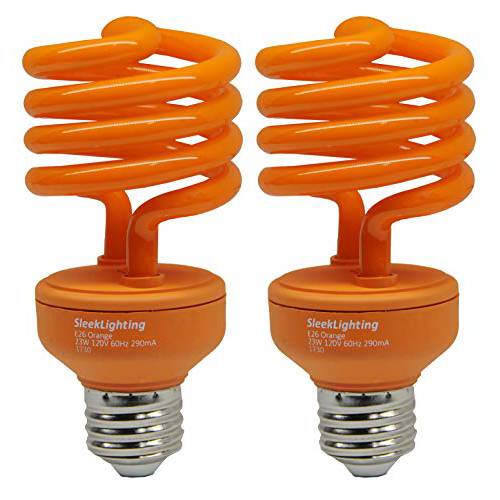 SleekLighting 23 Watt T2 오렌지 라이트 나선, 스파이럴 CFL 전구, UL Approved-, E26 미디엄 Base-Energy 절약형 (Pack of 2)