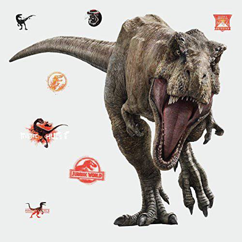 RoomMates  유라식 세계: Fallen Kingdom T-Rex 거대한 벗기고 and 스틱 벽면 데칼, 도안,  브라운, 오렌지,  블랙 - RMK3797SLM