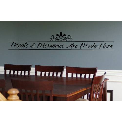 Wall Decor Plus More WDPM2483 Meals and Memories Made Here 부엌, 주방 벽면 데칼,스티커 36x6 Inch 블랙