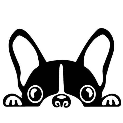 Doran  보스턴 Terrier Peeking 스티커 Vinyl 차량용 데코레이션,데코,장식 윈도우 벽면 스티커 노트북 데칼,스티커 Peep Animal 장식용 Stickers(2 Packs) (블랙)