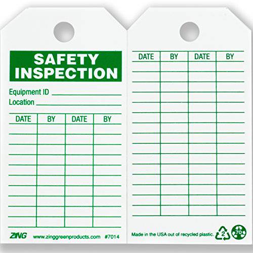 ZING 7014 Eco 세이프티,안전 Tag, 세이프티,안전 Inspection, 5.75Hx3W, 10 Pack
