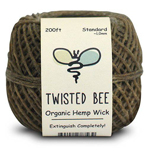 Twisted Bee 100% 오가닉,  햄프 Wick with 내츄럴 밀랍 Coating, (200ft x 스탠다드 Size)