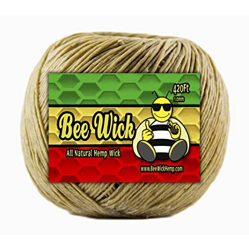 Bee Wick 햄프 420ft 스풀 of 100% 오가닉,  햄프 Wick, 왁싱 by 핸드 in The USA with 아메리칸 밀랍 (1.0mm)