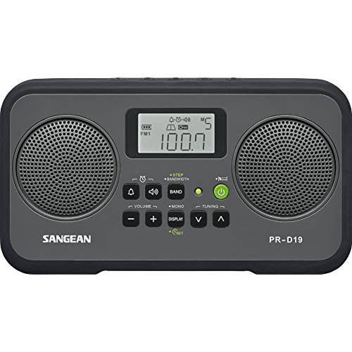 Sangean PR-D19BK FM Stereo/ AM 디지털 튜닝 휴대용 라디오 with Protective 범퍼 (Gray/ Black)
