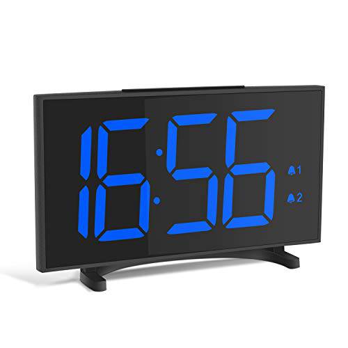 YISSVIC 디지털 알람 시계 for 침실 6.5 Inches LED 시계 with Separate 스누즈버튼,알람다시울리기 버튼 6 밝기 조광 24/ 12 시간 세팅 이중 알람 옵션 for 여행용 침실 사무실,오피스 부엌, 주방 Without 변환기