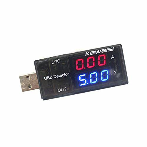 TOTOT USB 탐지기 Current 전압계, 볼트 미터 Red+ Blue LED 이중 Row 디스플레이 디지털 전압계 Ammeter 충전 Doctor 블랙
