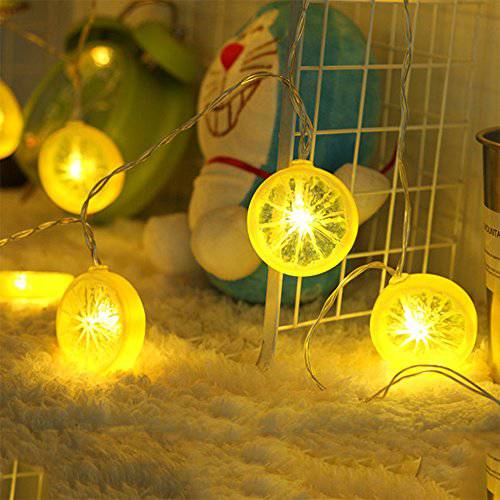 HuiZhen Novelty 레몬 Fairy 끈,스트립,선 라이트 with 20 LED, 배터리 Operated Warm 반짝거리는 Christmas 끈,스트립,선 라이트 for Wedding, Party, Festival, 홈 데코레이션,데코,장식 13ft/ 4m (Provide Two 엑스트라 레몬 Slices)