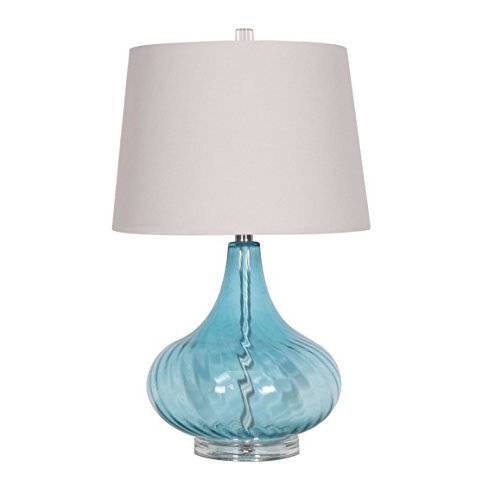 Elegant Designs LT3214-BLU 글래스 천 쉐이드 테이블 Lamp, 라이트 Blue