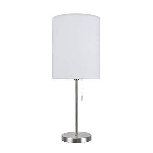 Aspen Creative 40083-1, 1-Pack Set-1 라이트 Candlestick 테이블 Lamp, Contemporary Design in 세틴 Nickel, 19 1/ 2 High, 화이트