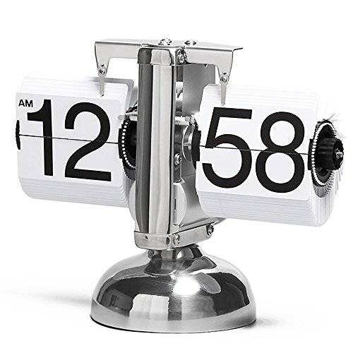 Betus 플립 데스크 시계 - 기계적 레트로 Style -Digital 디스플레이 배터리 강화 - 집&  사무실 장식,데코 8 x 6.5 x 3 Inches (White)