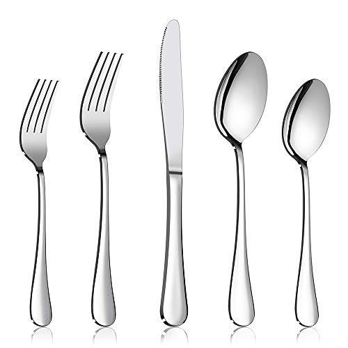 은식기류 세트 Service for 2, E-far 10-Piece 스테인레스 Steel 접시,식기류 세트 커틀러리,식기 Set, Include Knife/ Fork/ Spoon,  단순한&  클래식 Design, 간편 깨끗한&  식기세척가능