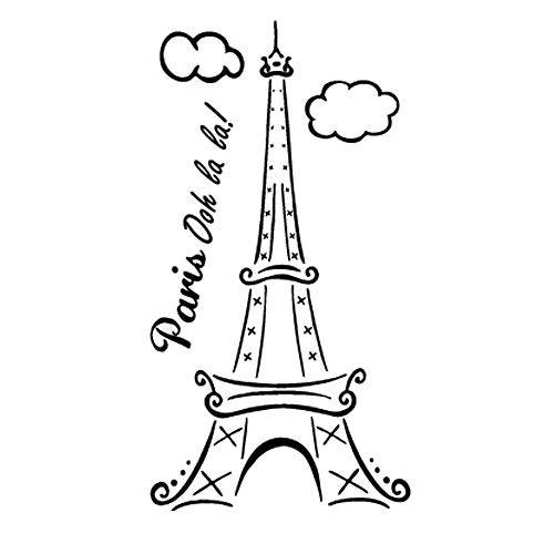 BooDecal Paris Ooh La La Eiffel 타워 문구,인용구 벽면 데칼,도안 각인 블랙 Vinyl 스티커 for Girls 침실 생활 Room