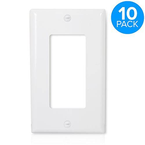 Maxxima 1 Gang 장식용 Outlet벽면 Plate, White, Single Outlet, 스탠다드 사이즈 (Pack of 10)