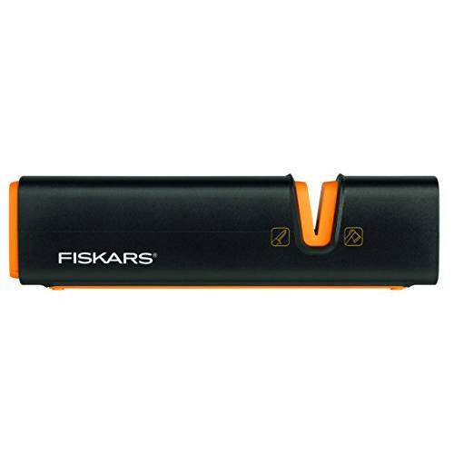 Fiskars XSharp Axe and 나이프 샤프너,칼갈이, 세라믹 날카롭게 Stone/ 유리섬유 한층더강화된 플라스틱 케이스, 블랙/ 오렌지, 1000601