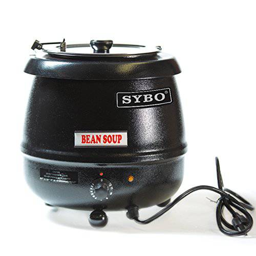 SYBO SB-6000 Commercial 그레이드 수프 주전자 with Hinged 리드 and 탈착식 스테인레스 Steel Pot for 레스토랑 and Big Family, 10.5 Quarts, 블랙