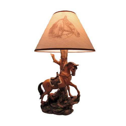 `Light Fantastik` Saddled Horse 테이블 램프 With Printed 천 쉐이드