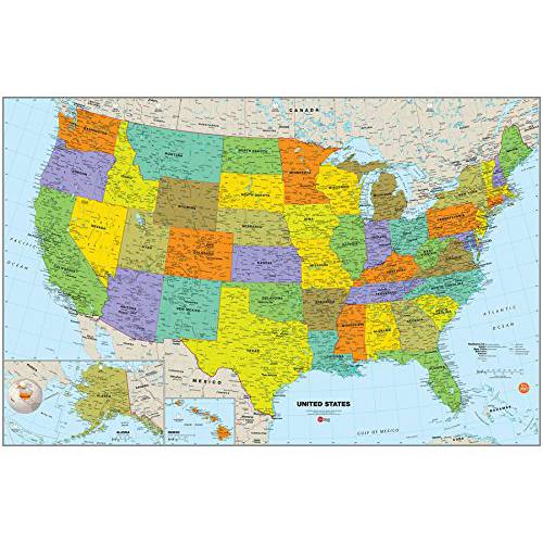 벽면 Pops WPE1897 USA 화이트보드지우개, 보드마카 지우개 Map Decal, Multi-Color