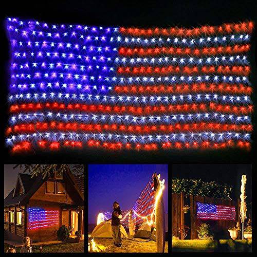 Twinkle Star 390 LED 아메리칸 깃발 끈,스트립,선 라이트 (슈퍼 더큰&  더안전한), 아웃도어 라이트 USA 깃발 방수 걸수있는 Ornaments 독립 Day, July 4th, National Day, Memorial Day
