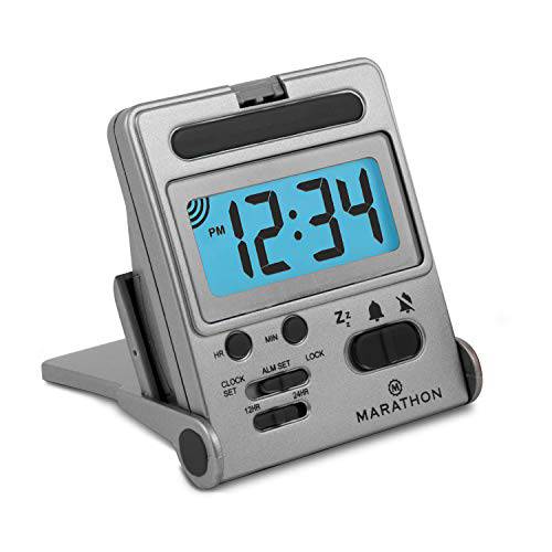 Marathon Basics 여행용 알람 Clock, 간편 to use, 간편 to Set, Perfect for 캠핑 - 배터리 포함 - CL030010 (Titanium)