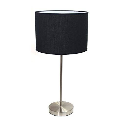 Simple Designs LT2040-BLK 스틱 천 쉐이드 테이블 Lamp, 3, Brushed Nickel/ 블랙
