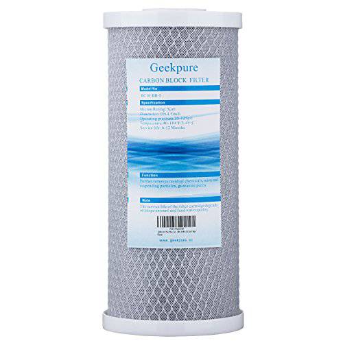 Geekpure 10-Inch Big Blue 범용 호환가능한 차단 카본 필터 제거 염소 Taste Odors-4.5 Inch x 10 Inch-5 Micron (1)