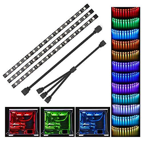 RGB LED 스트립 라이트 PC - Speclux 3pcs 5050 마그네틱,자석 컴퓨터 케이스 LED 라이트 스트립 M/ B 12v 4pin RGB Header 호환가능한 Asus Aura, Asrock RGB LED, Gigabyte RGB 퓨전, MSI 미스틱 라이트
